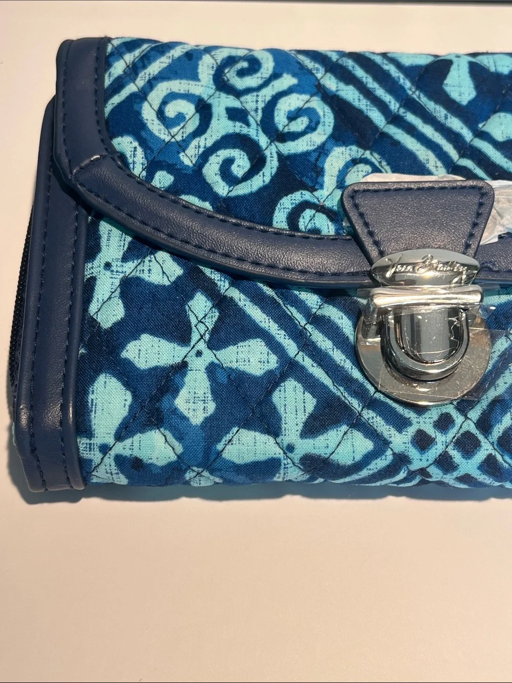Vera Bradley Blue Patterned Wristlet Clutch with Teal Accents